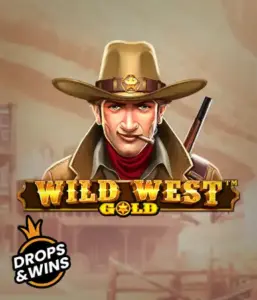  Meet the daring sheriff of "Wild West Gold," a captivating slot game by Pragmatic Play. The graphic depicts a confident sheriff with a golden star badge, set against a dusty Old West town backdrop. The game's title is boldly featured in a classic font, highlighting the Wild West adventure theme. 