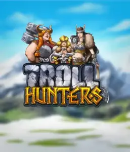 Enter the realm of "Troll Hunters," where fierce Viking warriors stand ready to confront their foes. The logo features a male and female Viking, dressed for battle, set against a frosty mountainous backdrop. They emanate bravery and might, symbolizing the essence of the game's adventurous theme.